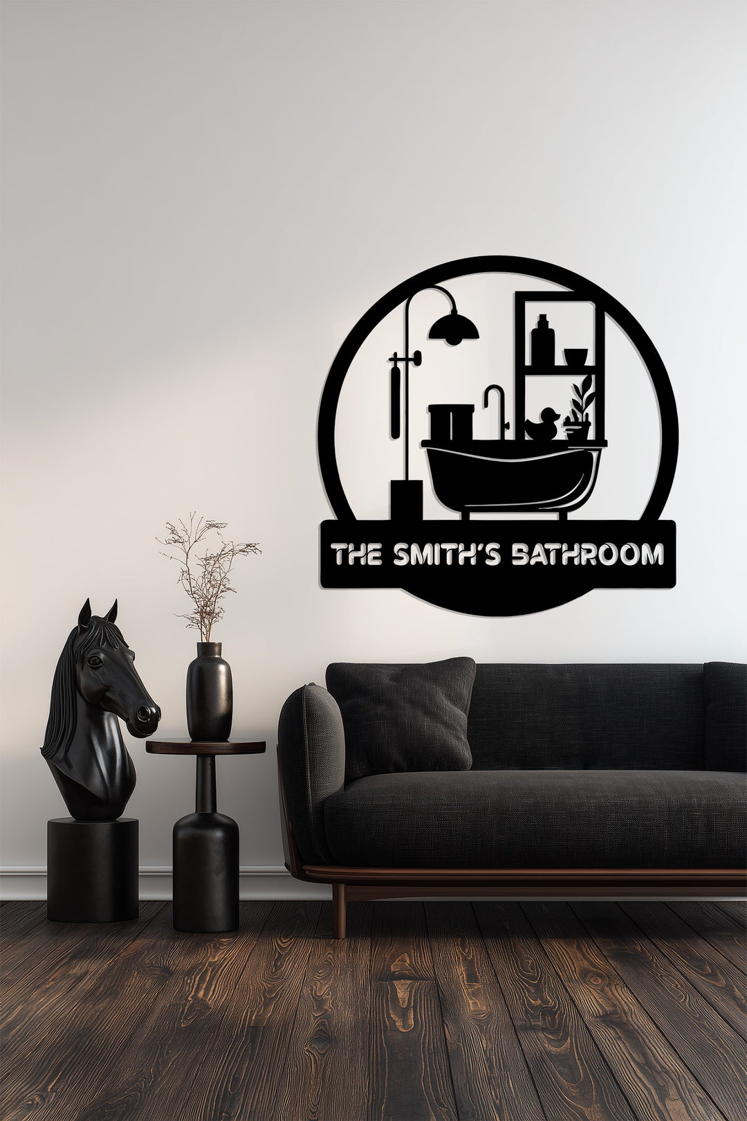 Personalized Bathroom Sign – Custom Name Metal Wall Art