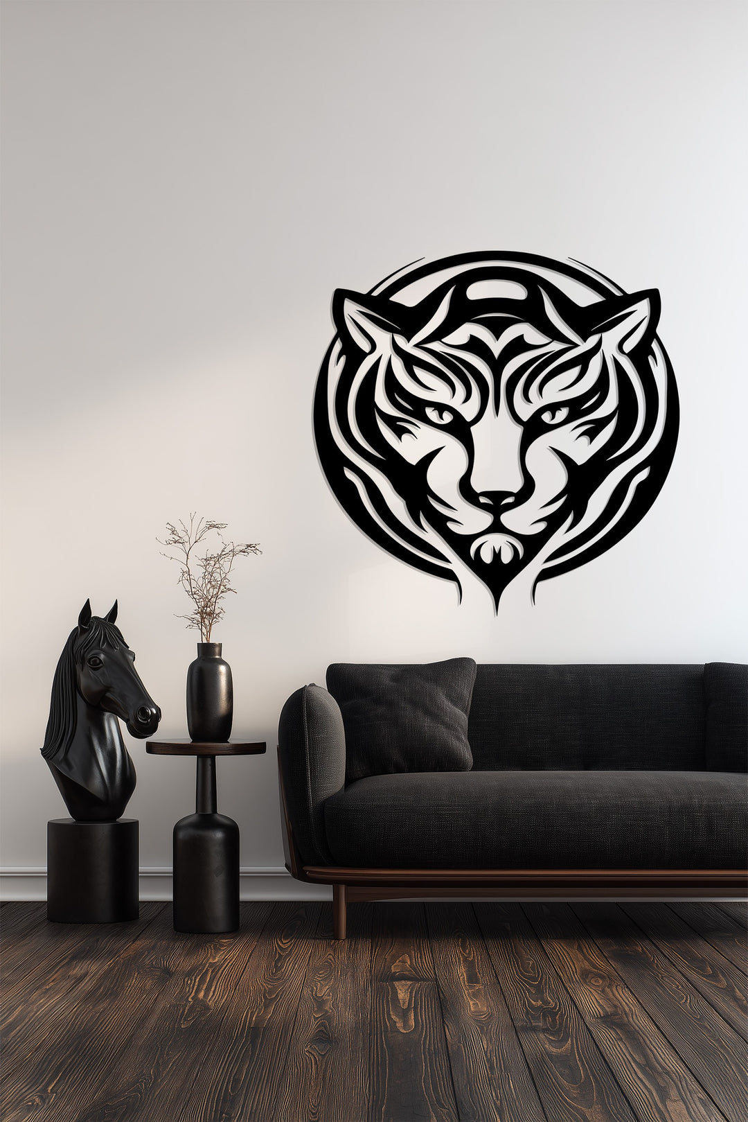 Tribal Tiger Metal Wall Art – Bold Modern Animal Design