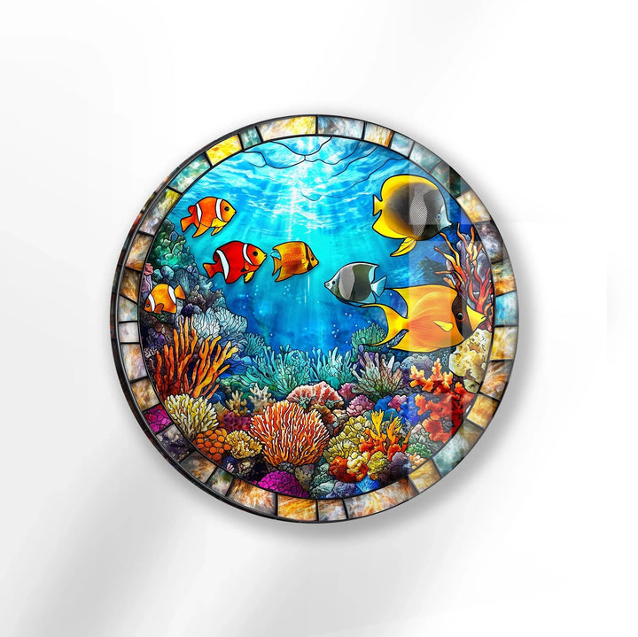 Tropical Reef Round Glass Wall Art - MyPhotoStation