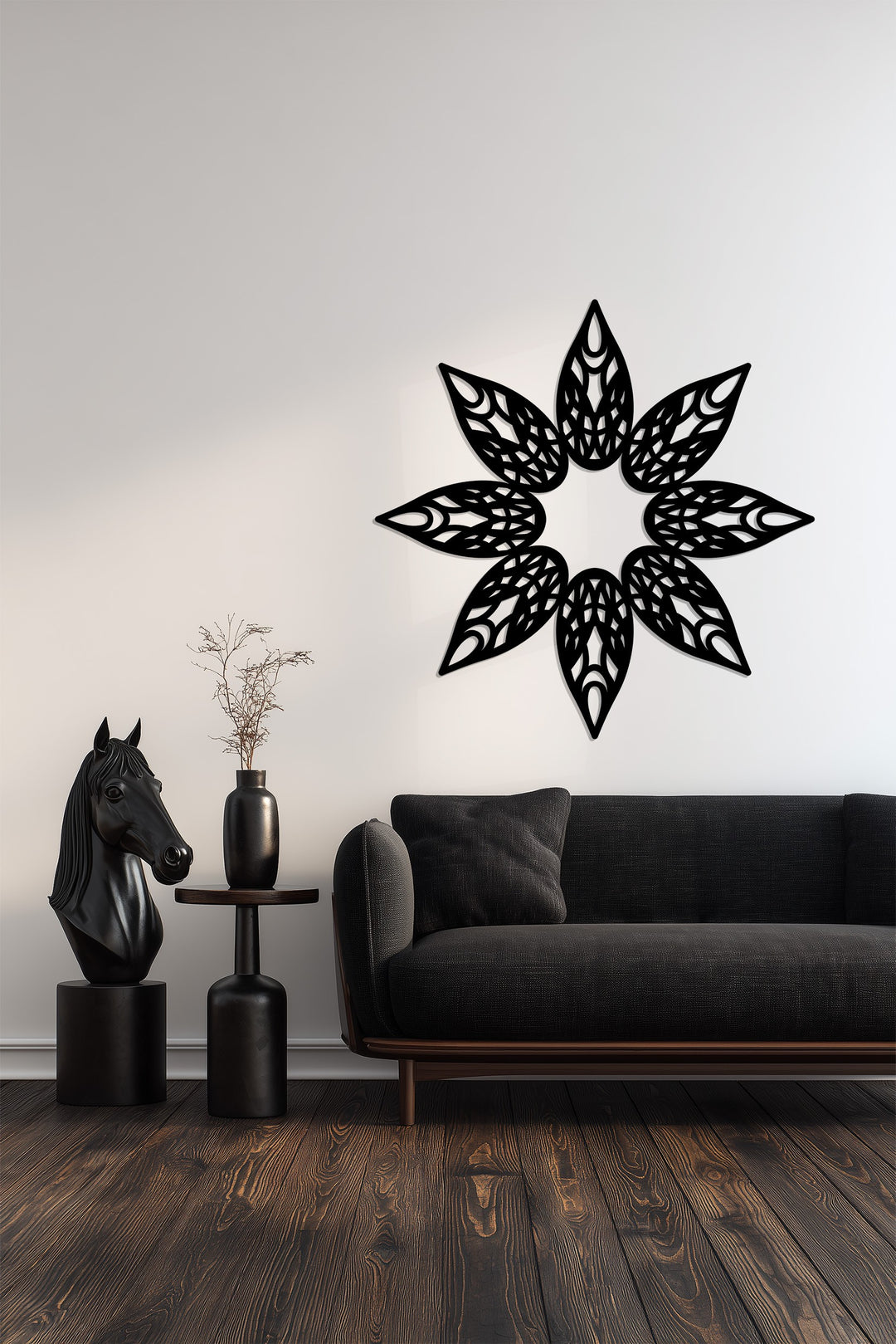 ازدهار النجوم - ماندالا النجوم الهندسية فن جداري معدني