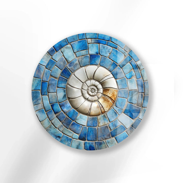 Coastal Fossil Spiral Round Glass Wall Art - MyPhotoStation
