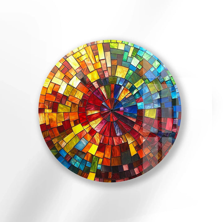 Spectrum Radiance Mosaic Round Glass Wall Art - MyPhotoStation