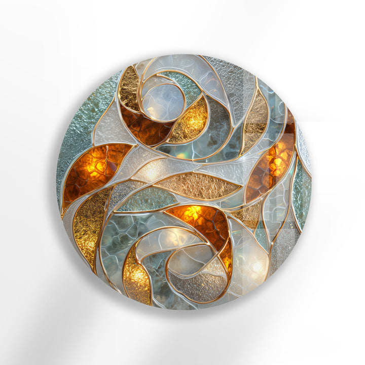 Abstract Swirl Design – Round Glass Wall Art