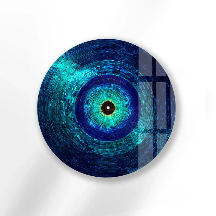 Mystic Blue Spiral – Round Glass Wall Art - MyPhotoStation