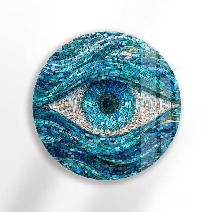 Aqua Watcher – Round Glass Wall Art