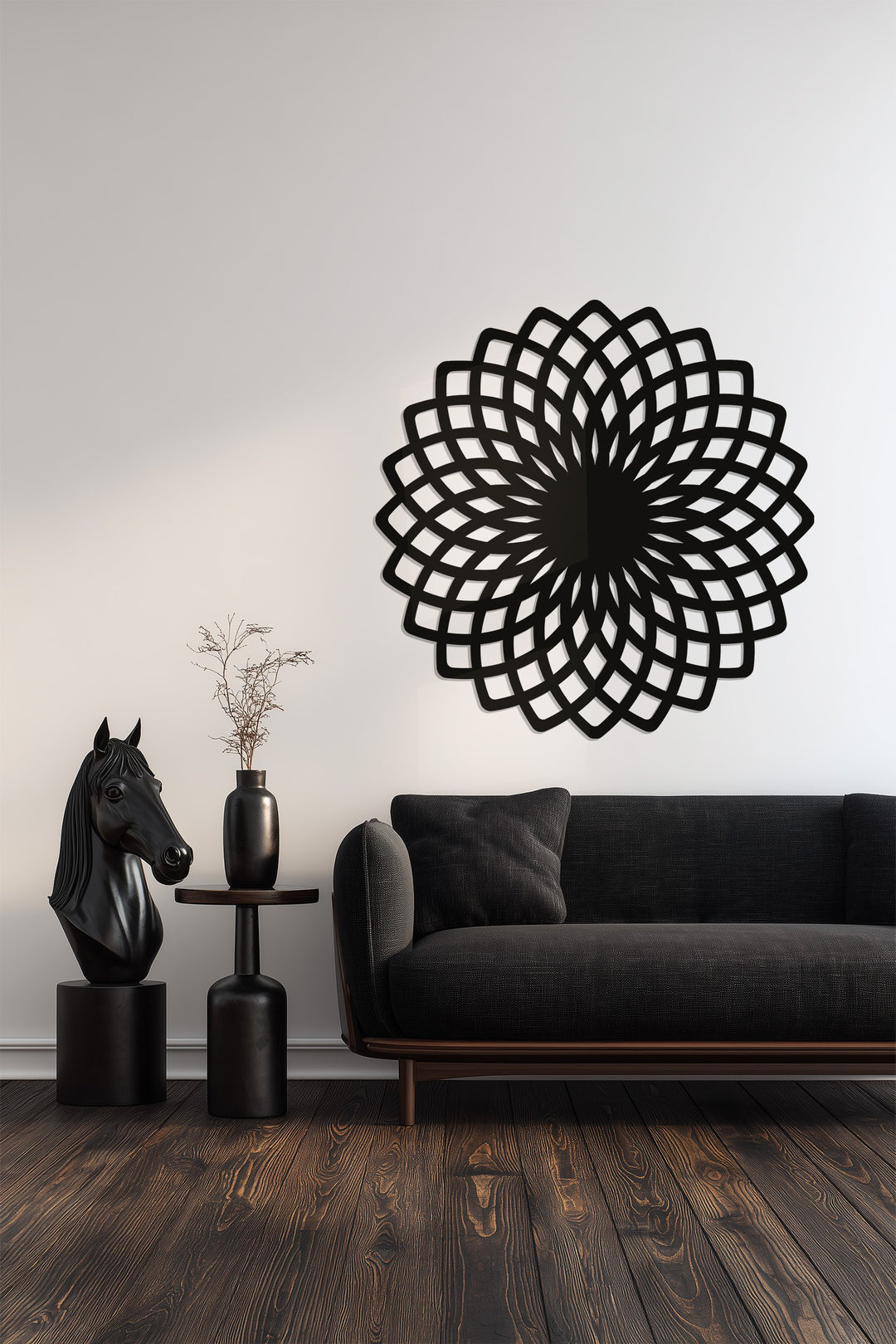 Geometric Flower Mandala Metal Wall Art – Modern Abstract Home Décor