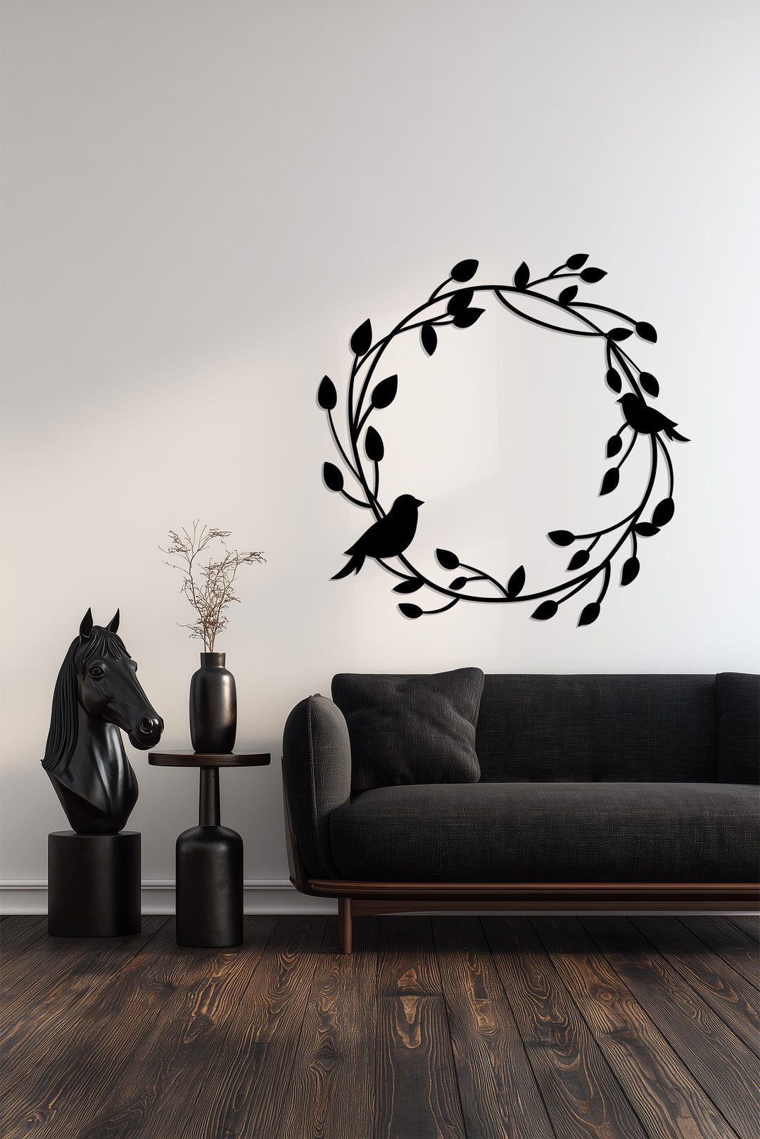 Armonia in volo – Ghirlanda di uccelli Decorazioni Murali in Metallo