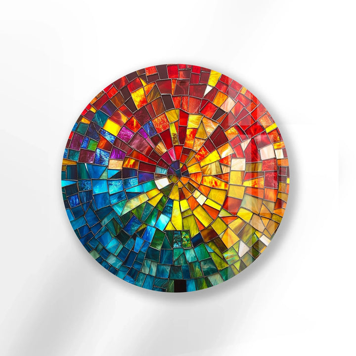 Radiant Spiral Mosaic Round Glass Wall Art - MyPhotoStation