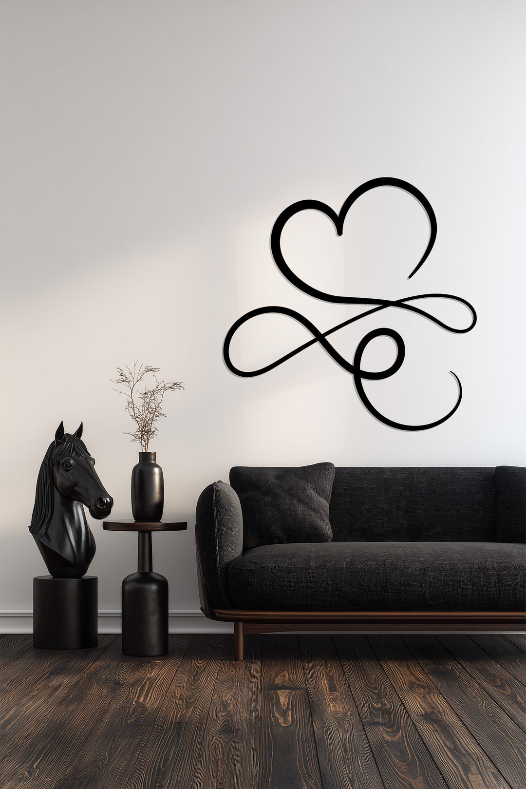 Heart & Infinity – Minimalist Love Symbol Metal Wall Art