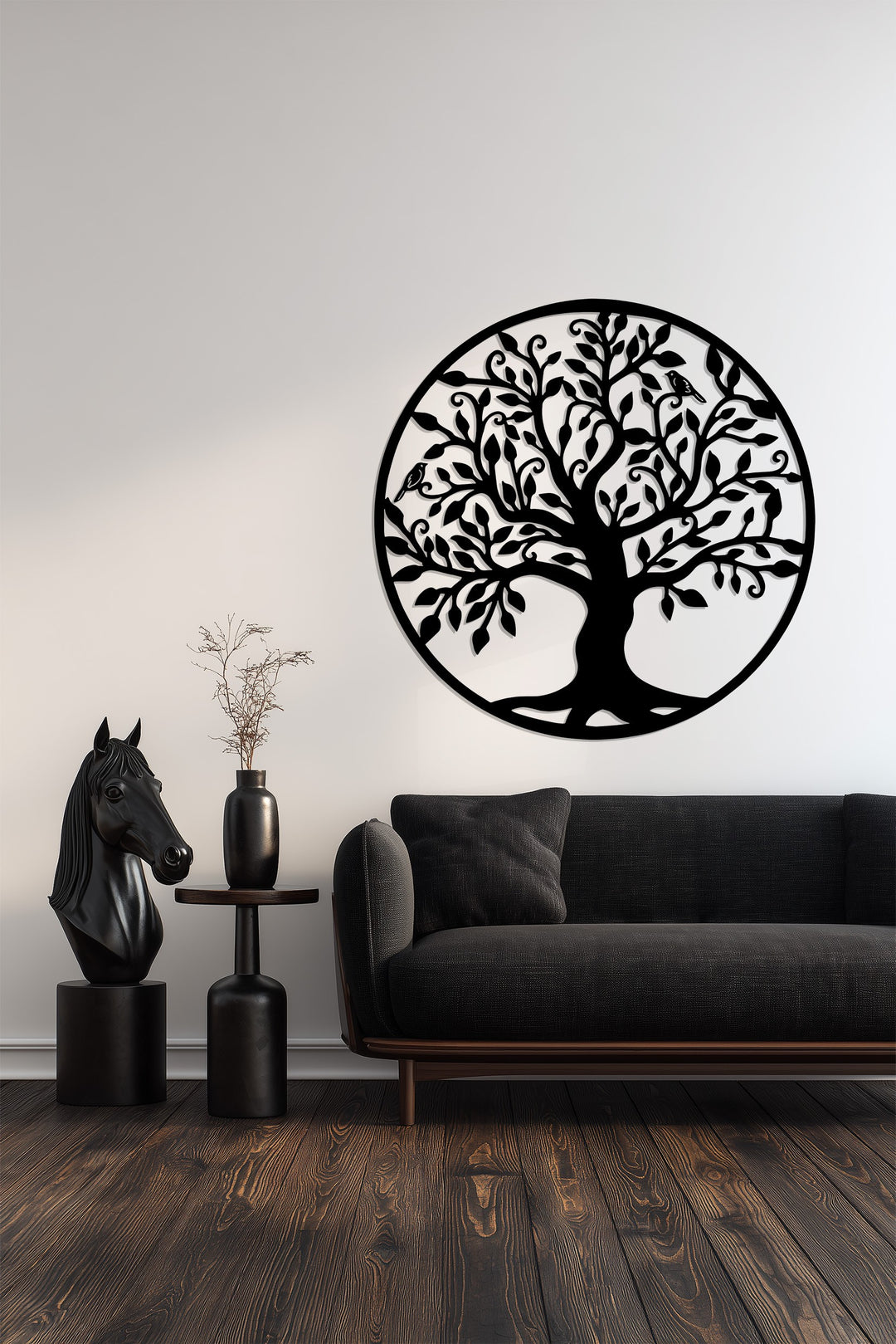 Tree of Life Circle – Metal Wall Art with Birds