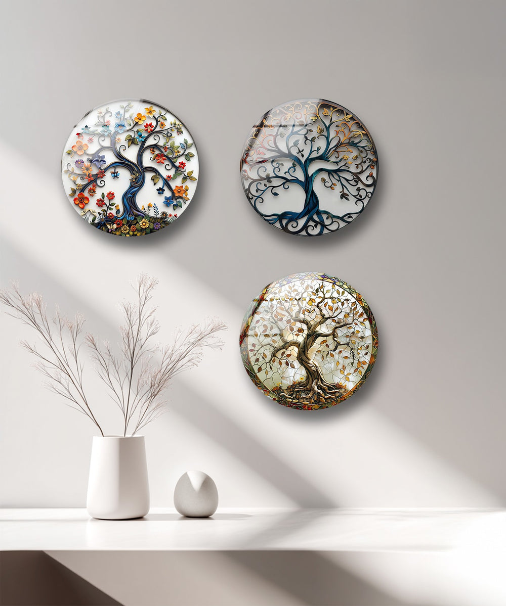Colorful nature-inspired circular glass décor