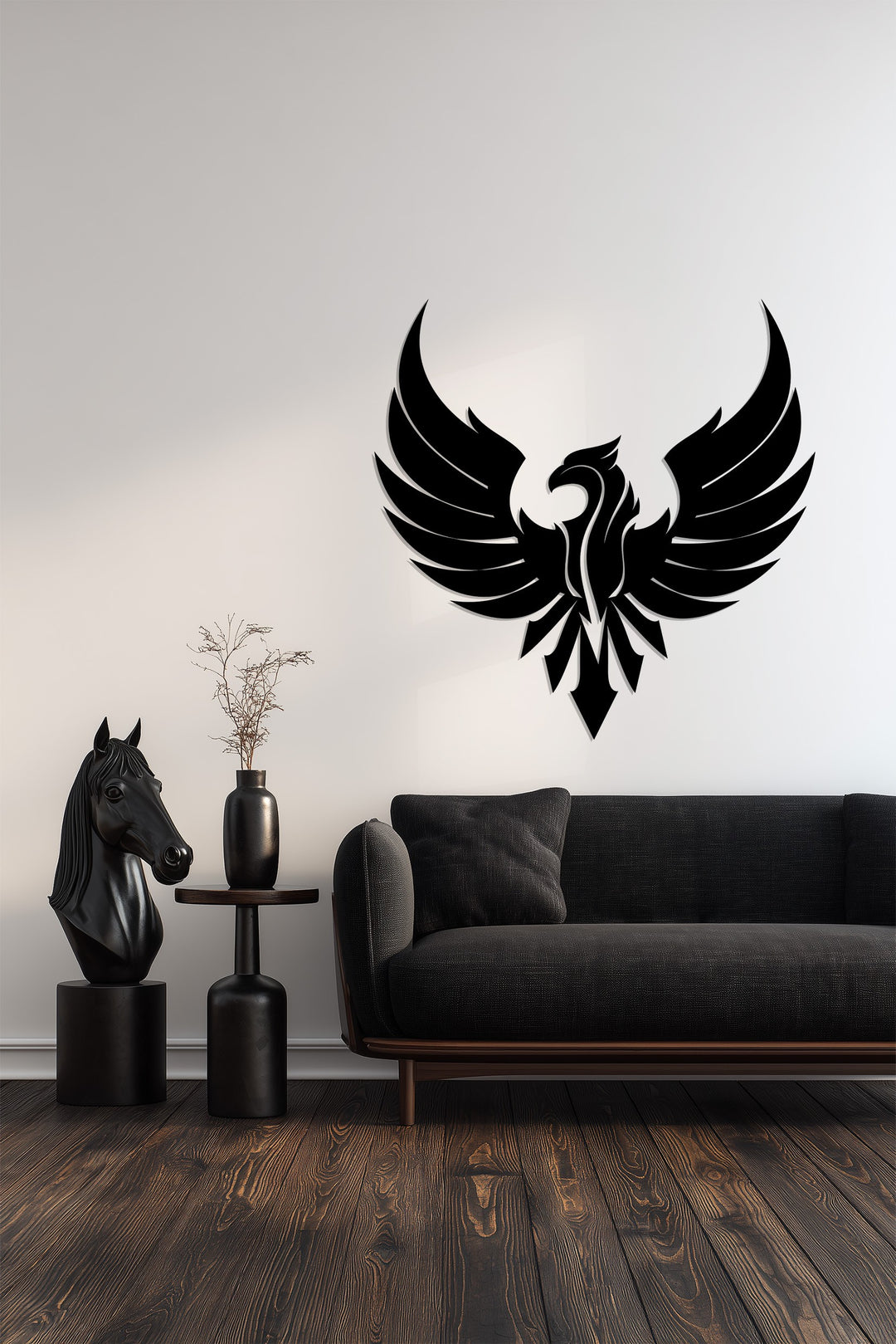 Rebirth and strength inspired phoenix wall sculpture