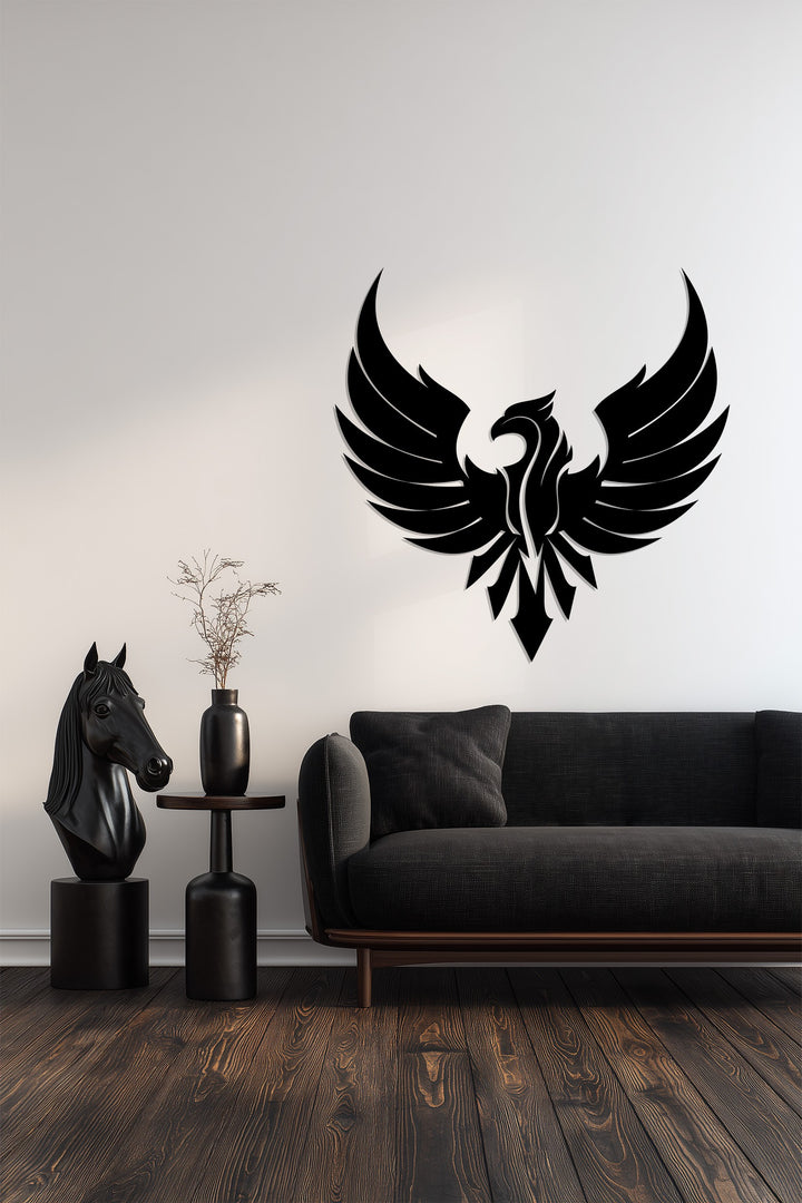 Rebirth and strength inspired phoenix wall sculpture