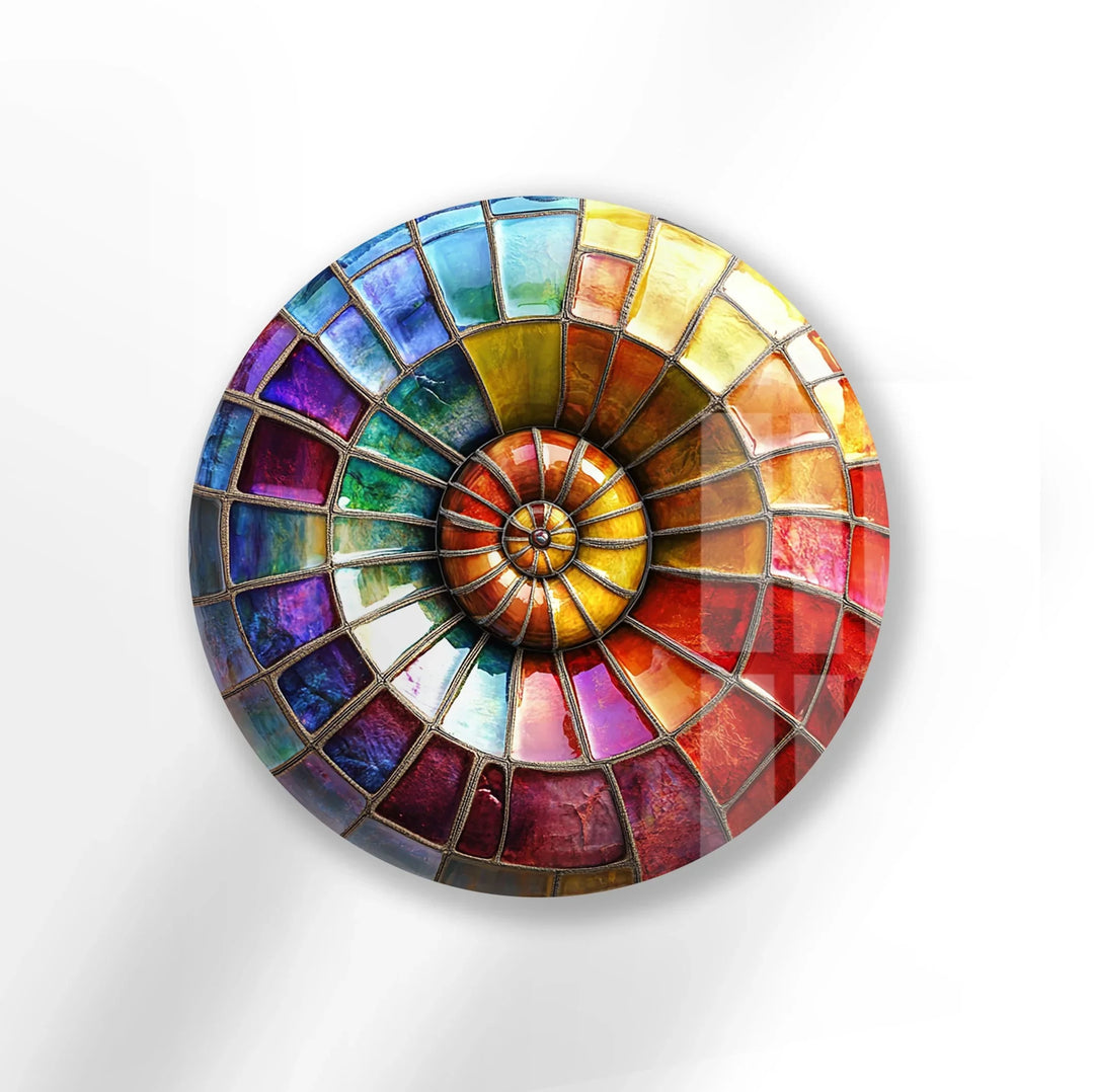 Radiant Rainbow Mosaic Round Glass Wall Art - MyPhotoStation