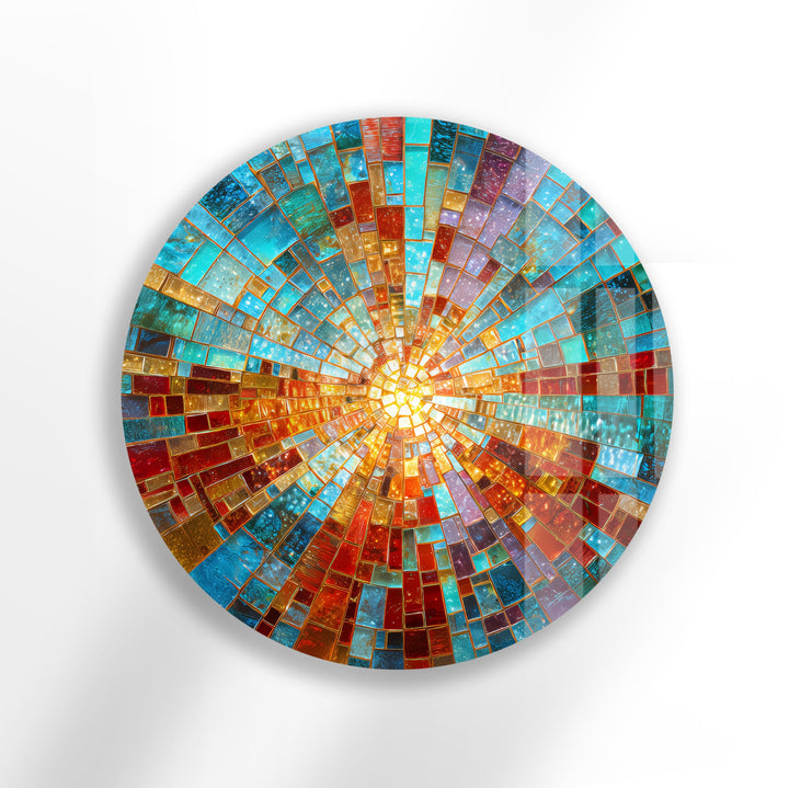 Solar Spectrum Burst – Round Glass Wall Art