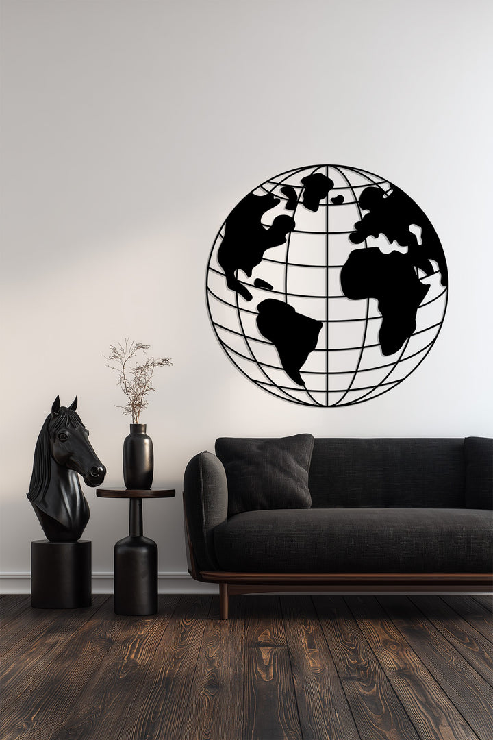 Contemporary world globe wall art