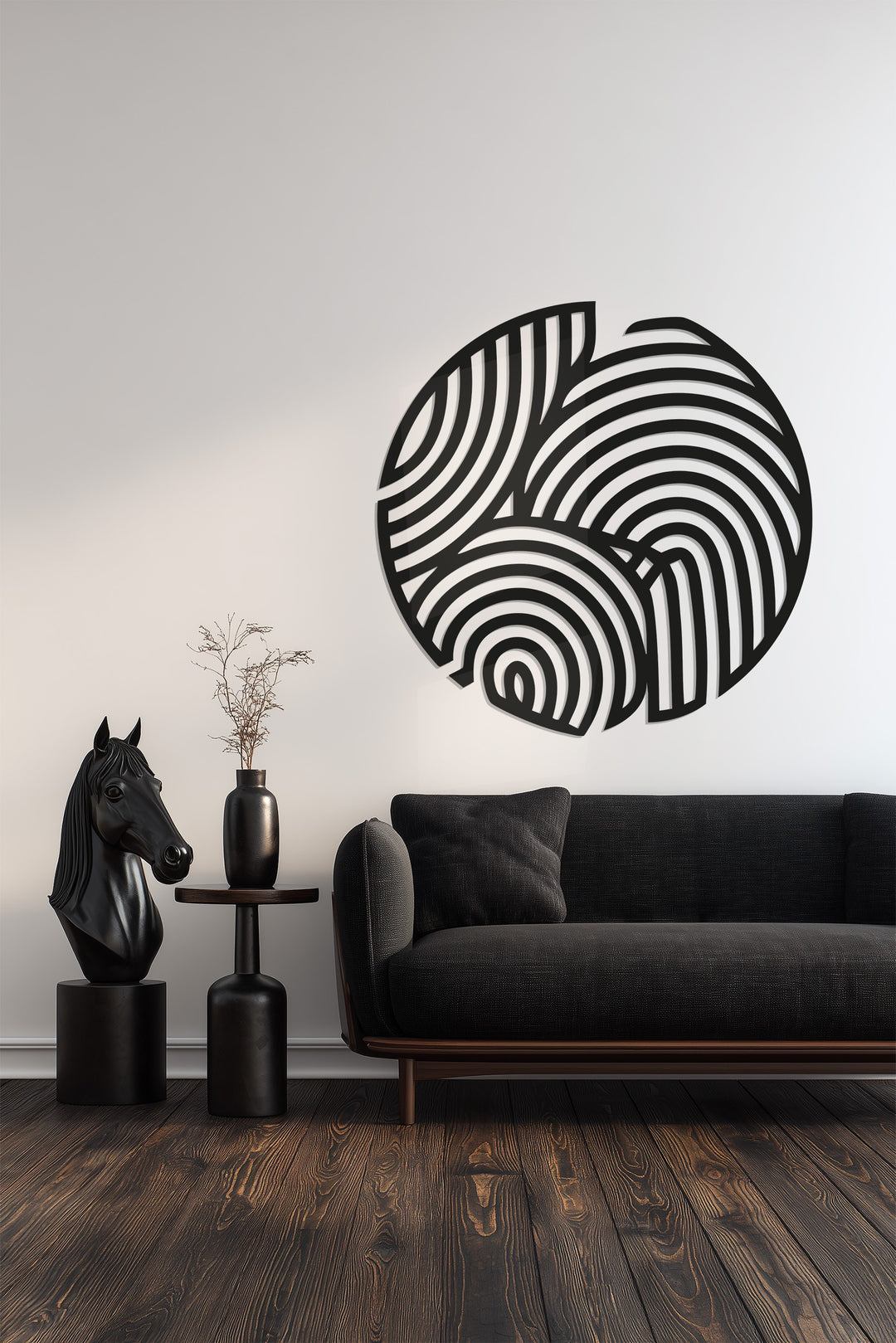 Geometric Waves Circle – Abstract Metal Wall Art