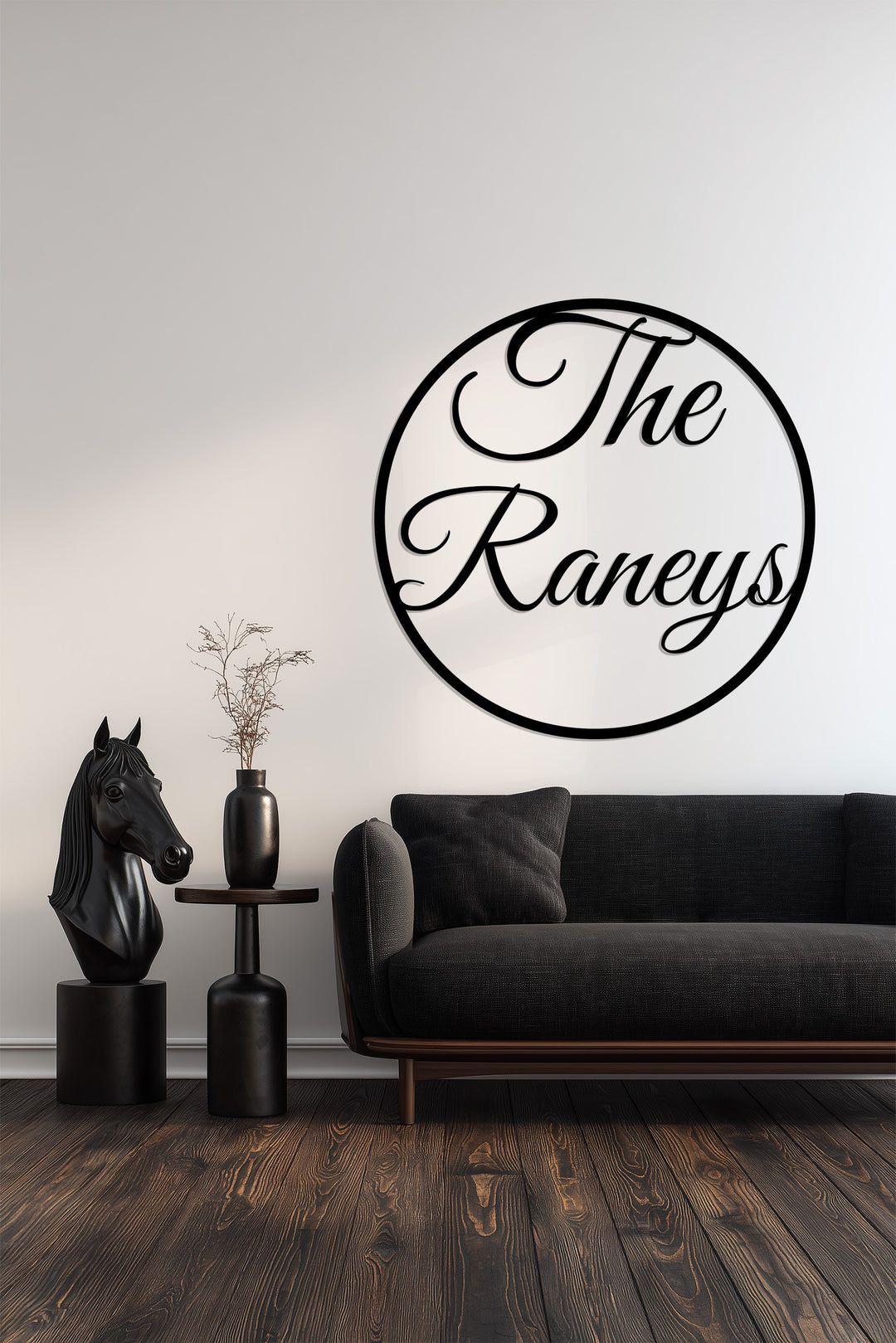 The Raneys Family Metal Wall Art – Personalized Circular Last Name Sign