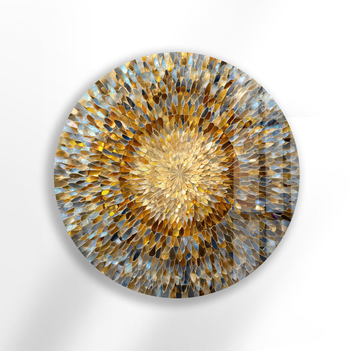 Solar Bloom Harmony  – Round Glass Wall Art