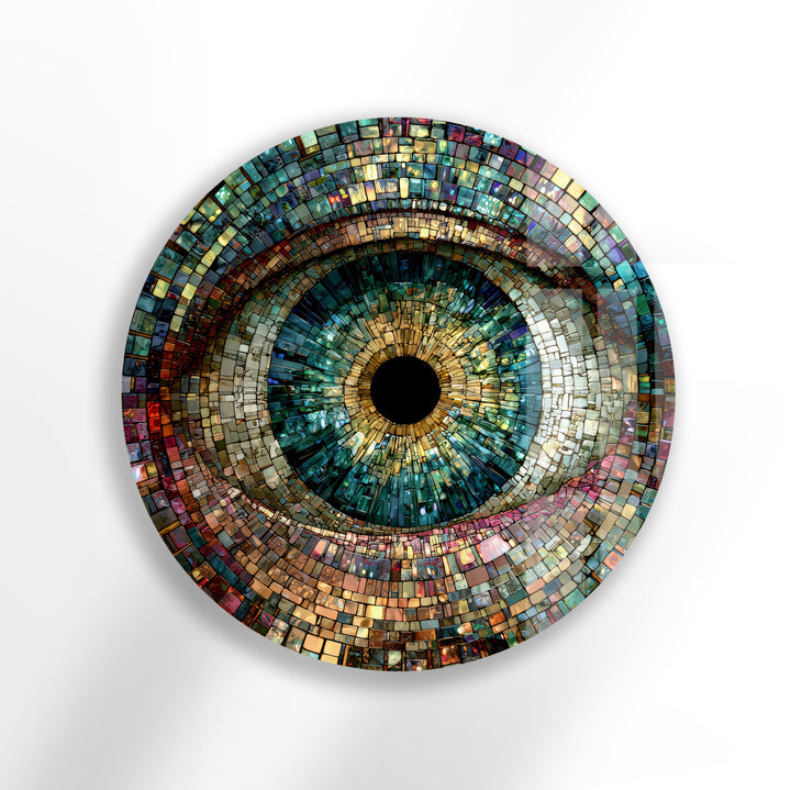 Multicolor Mosaic Pattern – Round Glass Wall Art