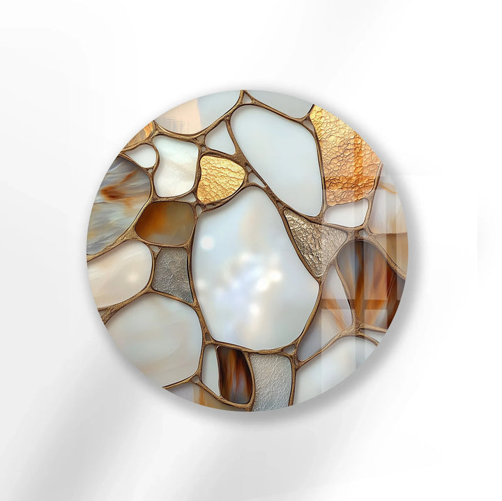 Golden Veins Elegance – Round Glass Wall Art - MyPhotoStation
