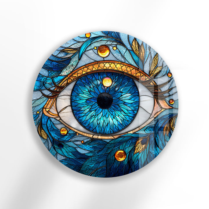 Celestial Eye Radiance – Round Glass Wall Art