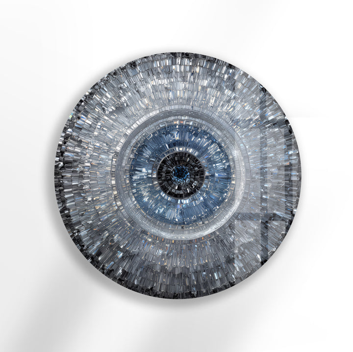 Abstract Crystal Mosaic Eye – Round Glass Wall Art