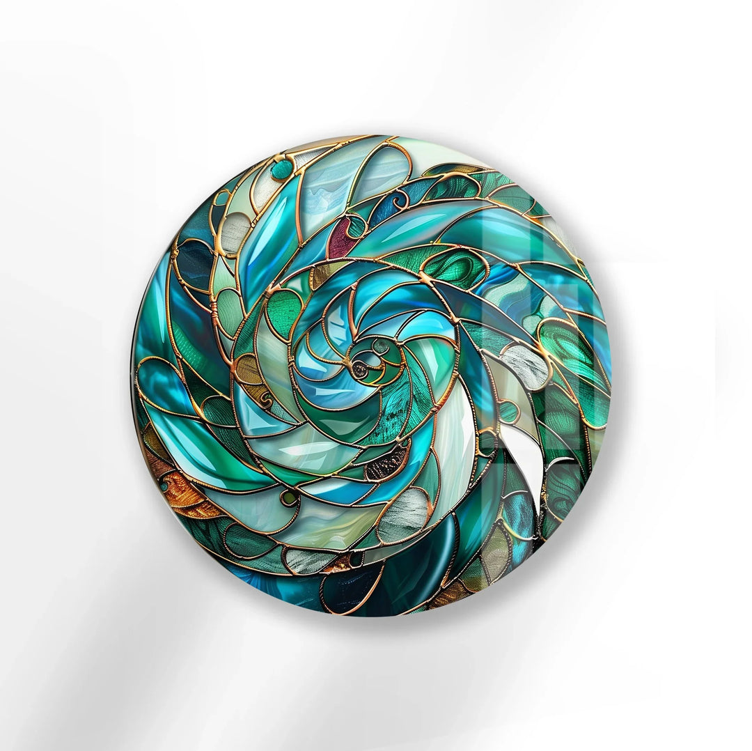 Verdant Vortex Spiral – Round Glass Wall Art - MyPhotoStation