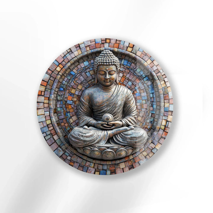 Zen Enlightenment – Buddha Mosaic Round Glass Wall Art - MyPhotoStation