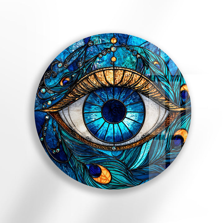 Mystic Eye Radiance – Round Glass Wall Art