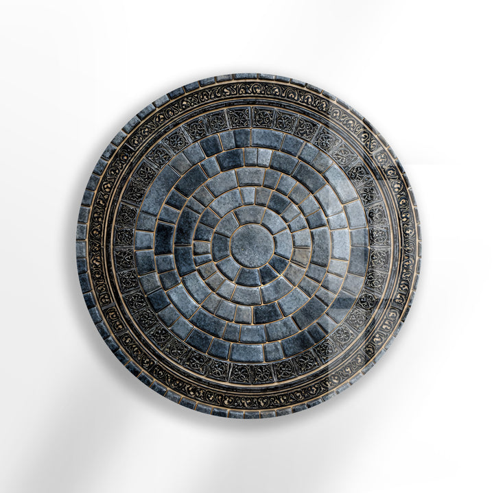 Regal Stone Mandala – Round Glass Wall Art