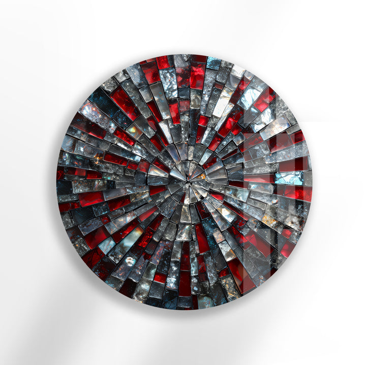 Red and Black – Mosaic Round Glass Wall Art