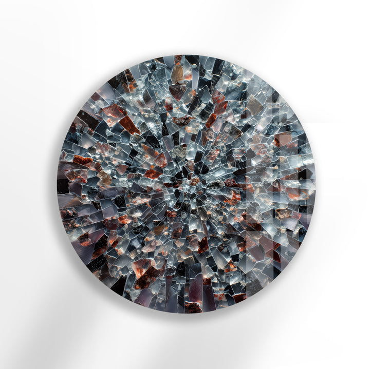 Obsidian Starburst – Round Glass Wall Art