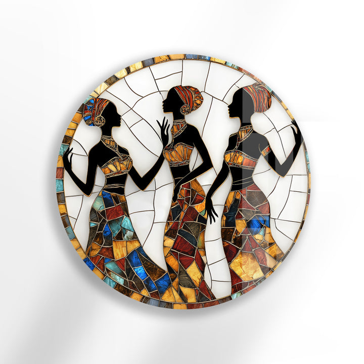 Sisters in Harmony – Round Glass Wall Art