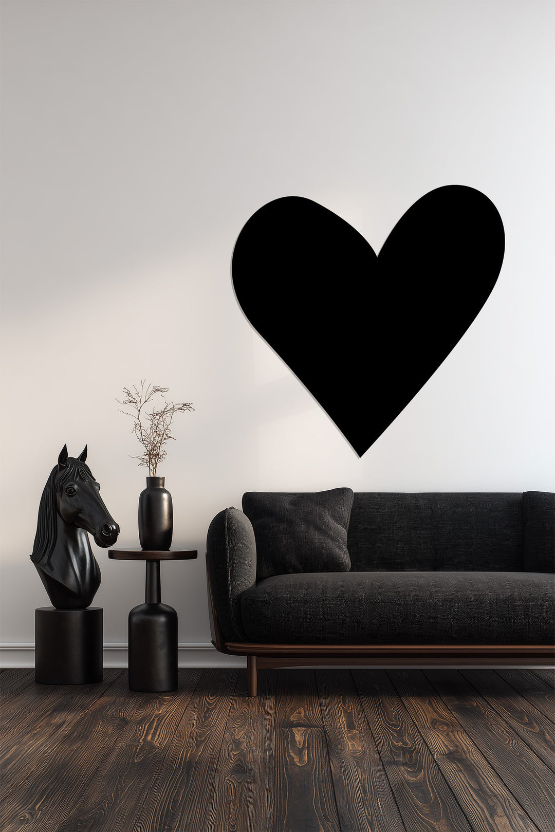Minimalist metal heart wall hanging for bedroom