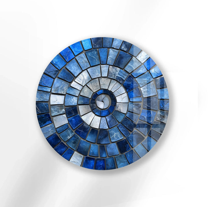 Blue Spiral Harmony – Mosaic Round Glass Wall Art - MyPhotoStation