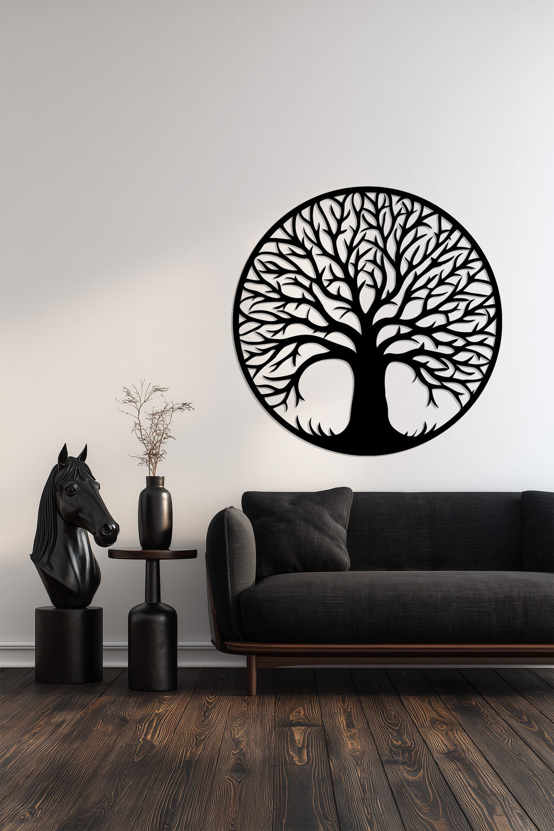 الجذور الأبدية – حياة الشجرة فن جداري معدني