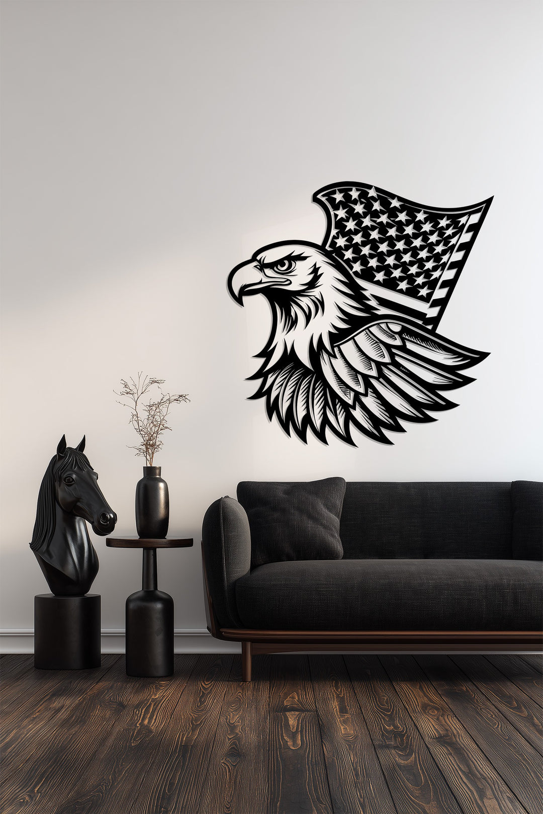 American Bald Eagle Metal Wall Art – USA Flag Home Décor