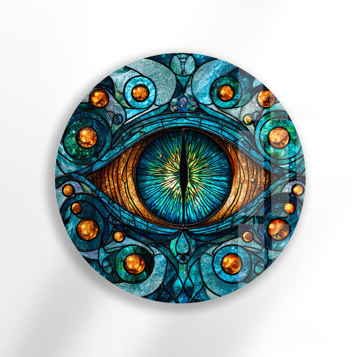Serpent's Gaze – Round Glass Wall Art