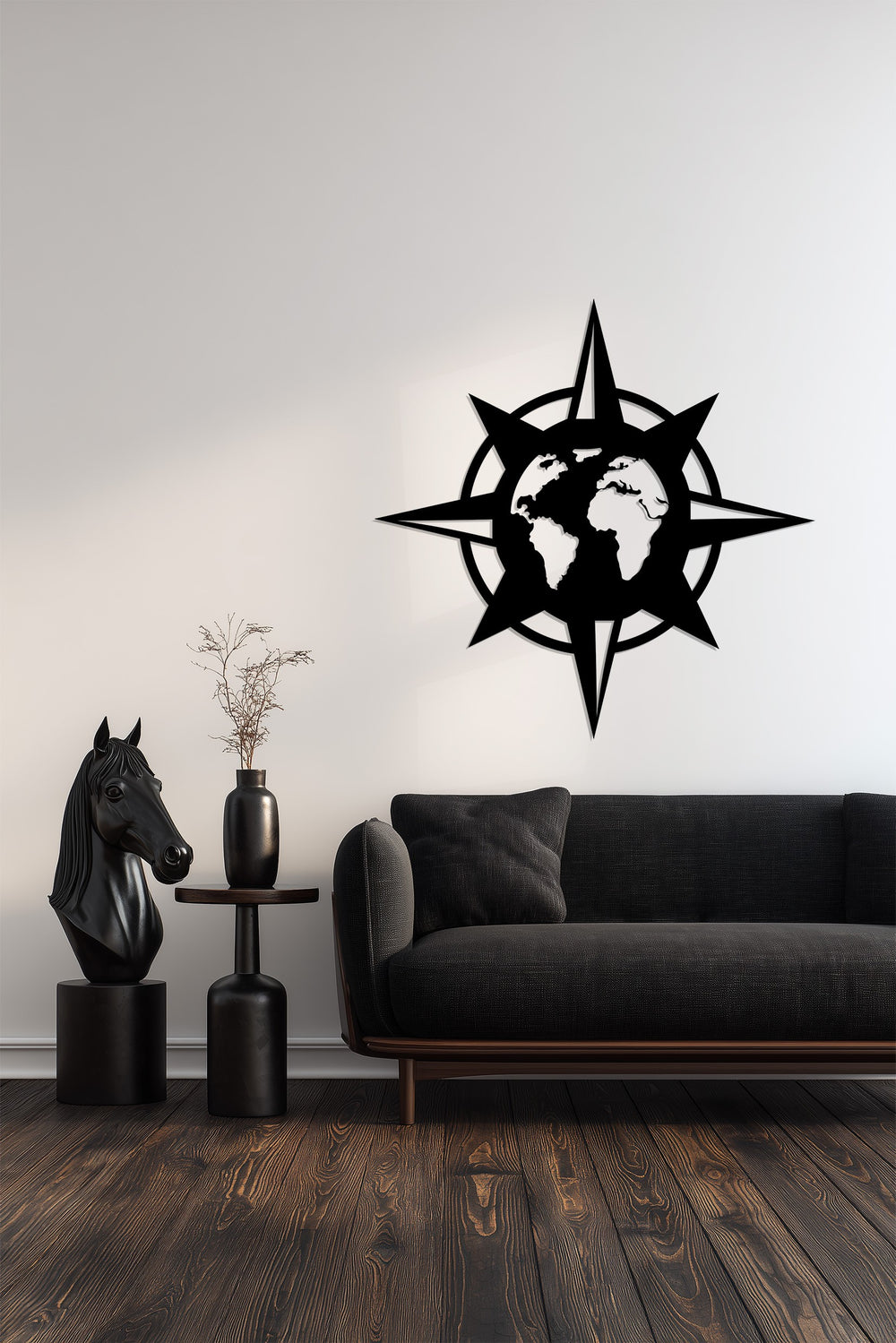 Compass globe metal wall decor modern style