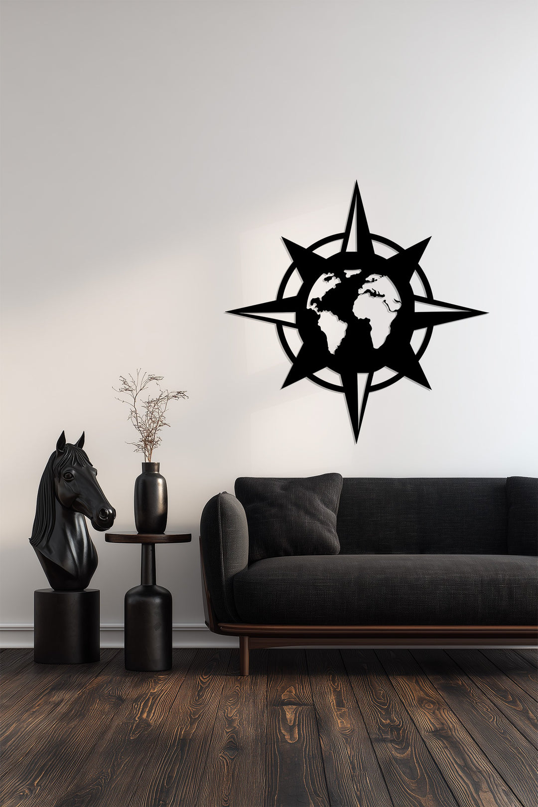 Compass globe metal wall decor modern style