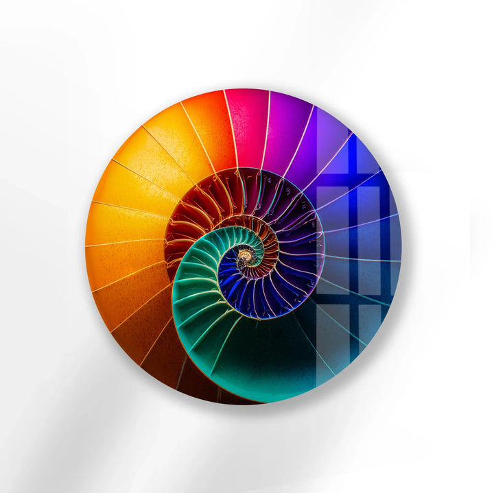 Cosmic Spiral Shell Design – Round Glass Wall Art - MyPhotoStation