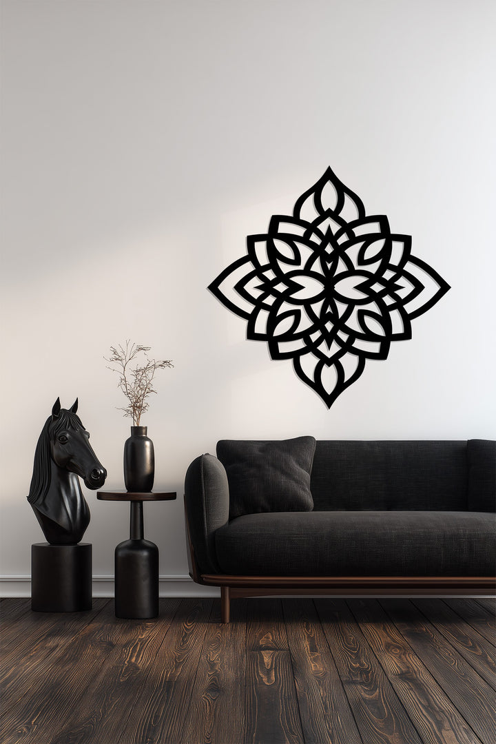 Modern boho lotus design metal wall sculpture