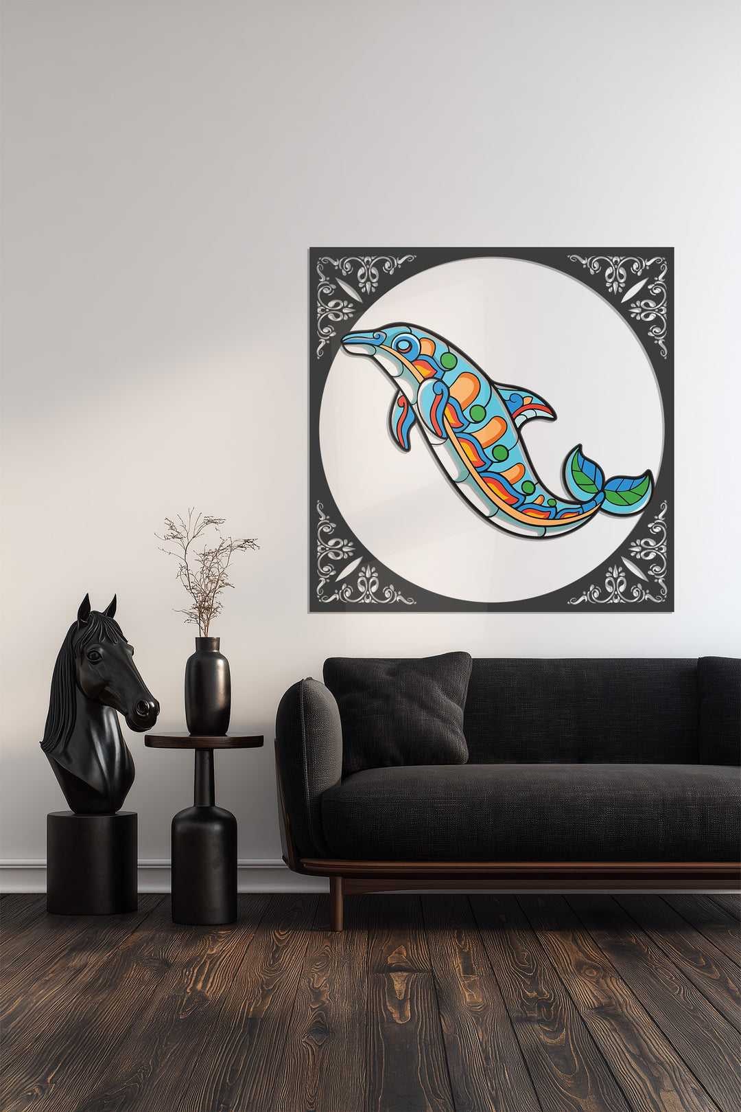 Ocean Spirit Dolphin Metal Wall Art – Colorful Marine-Inspired Home Decor