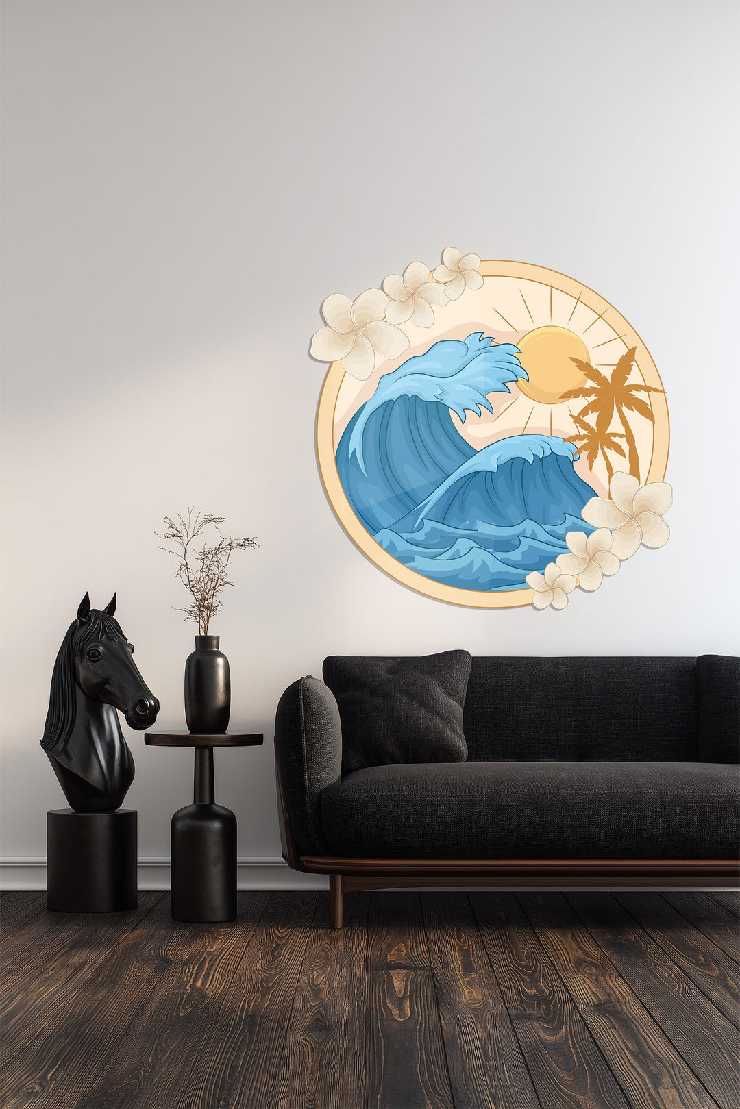 Tropical Wave Metal Wall Art – Coastal Ocean Sunset Home Decor