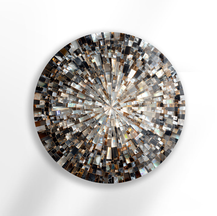 Black and Silver Radiant – Round Glass Wall Art