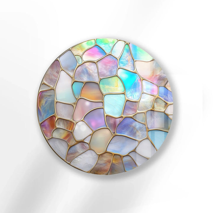 Iridescent Pastel Mosaic Round Glass Wall Art - MyPhotoStation