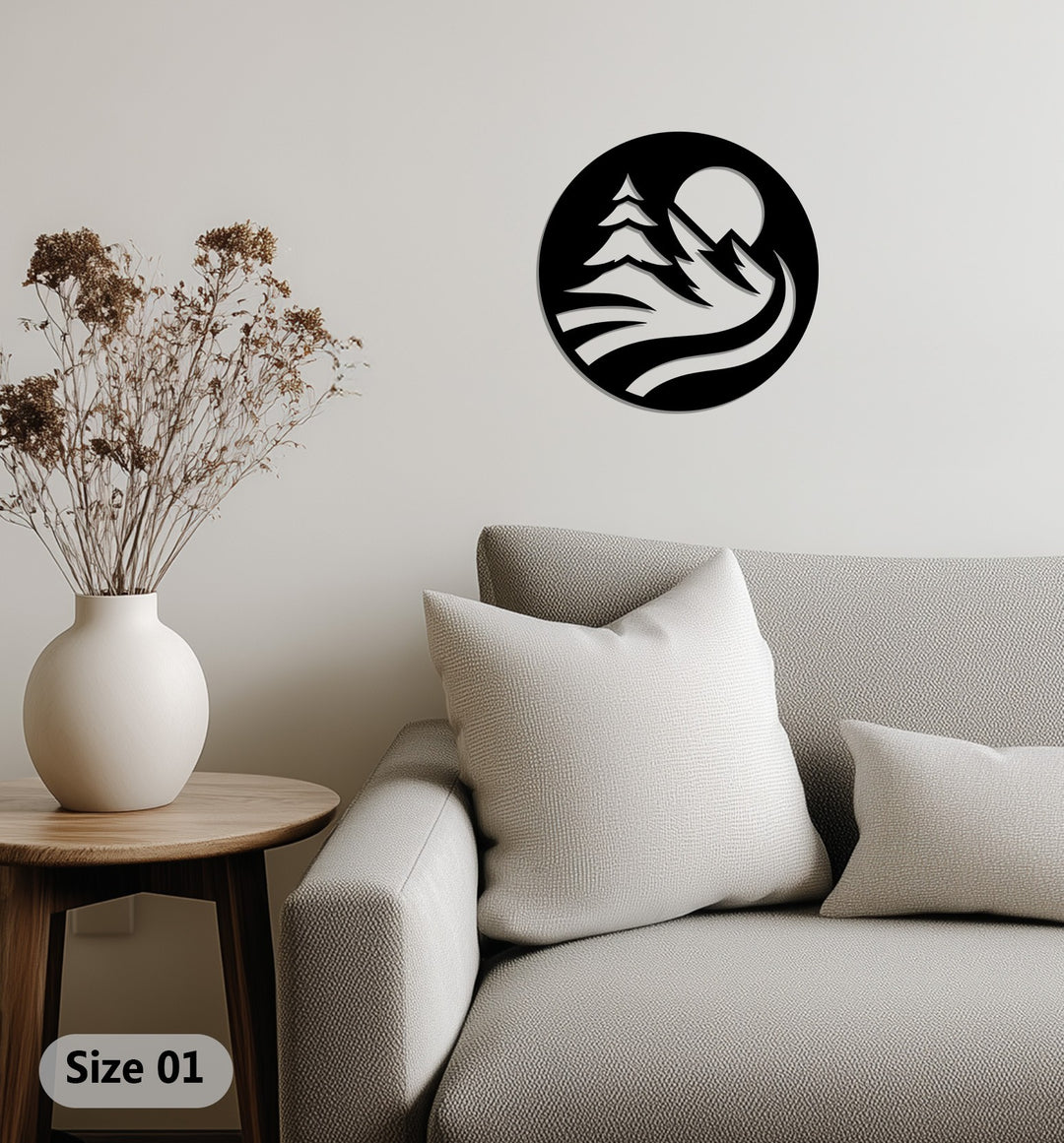 Scenic nature circle metal wall art