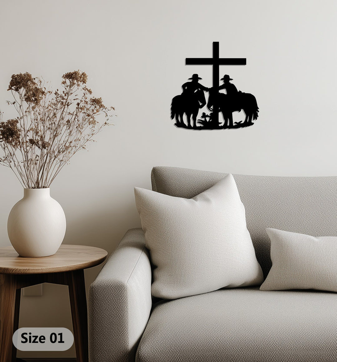 Cowboys at the Cross – Western Christian Metal Wall Art