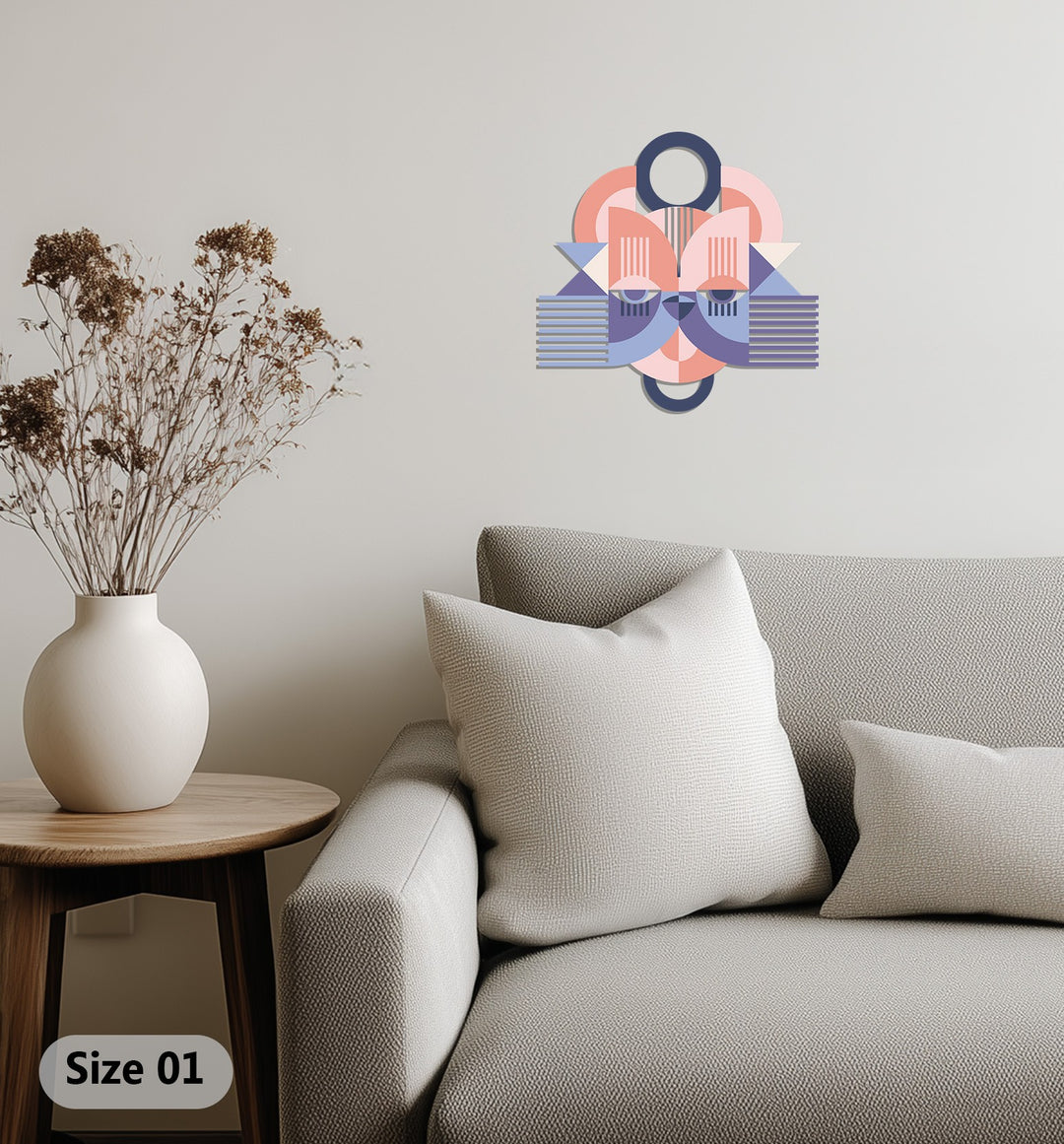 Geometric Cat Face Metal Wall Art – Modern Abstract Animal Design